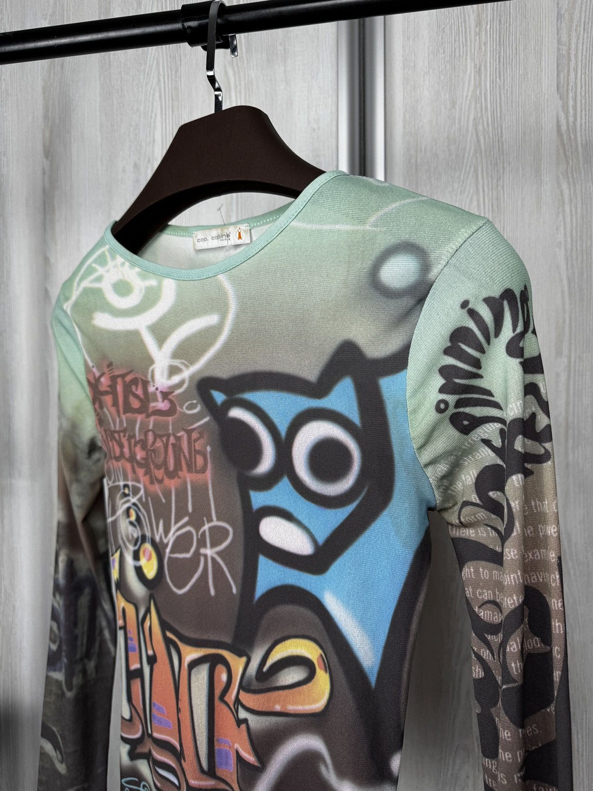 Cop Copine Cop Copine "Tago" Long Sleeve Mesh Top Graffiti print Tee Size M / US 6-8 / IT 42-44 - 5 Thumbnail
