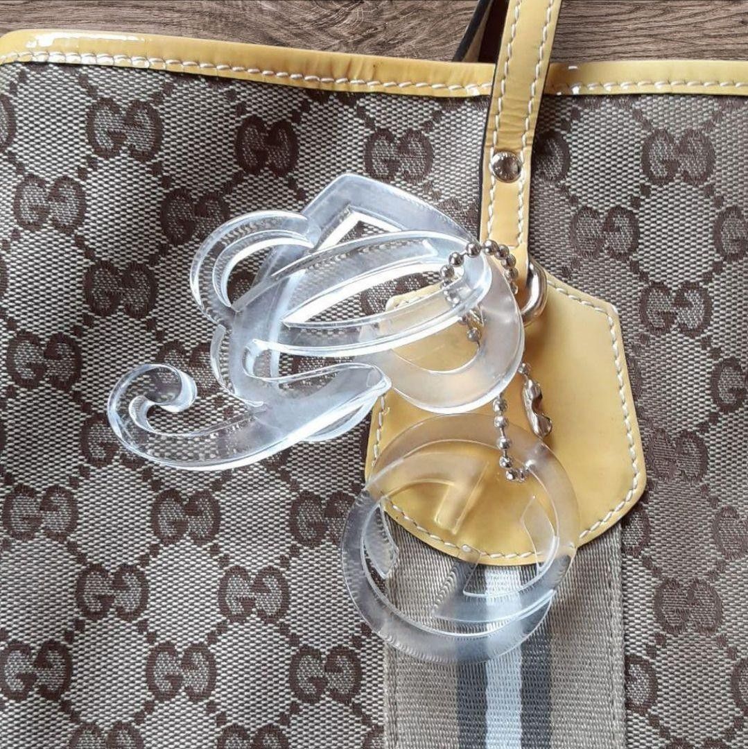 Gucci Gucci - Tote Handbag GG Monogram Beige Leather Brown Charms Size ONE SIZE - 4 Thumbnail
