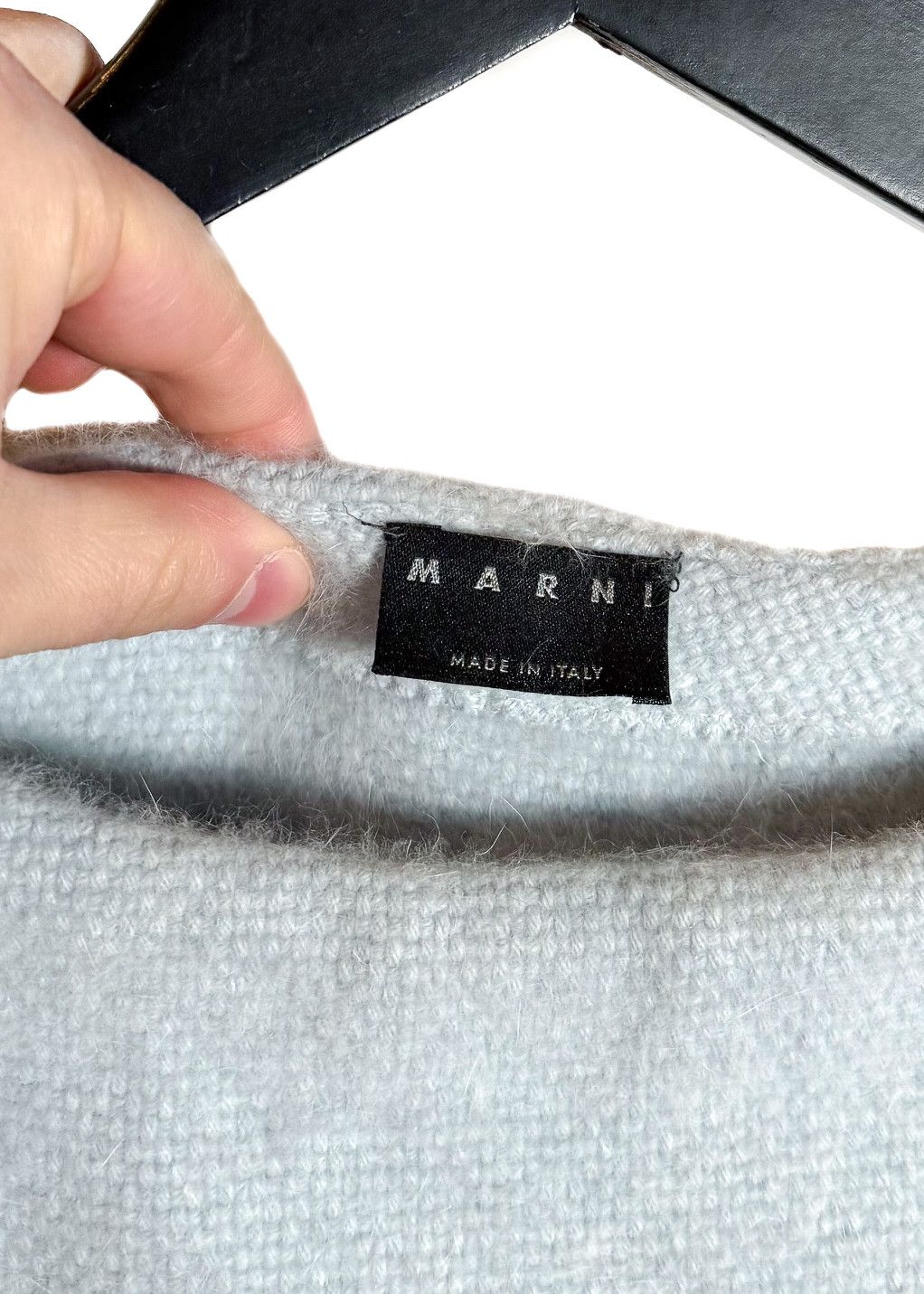 Marni Marni Baby Blue Cashmere Sablehair Fringed Cropped Sweater Size M / US 6-8 / IT 42-44 - 3 Thumbnail