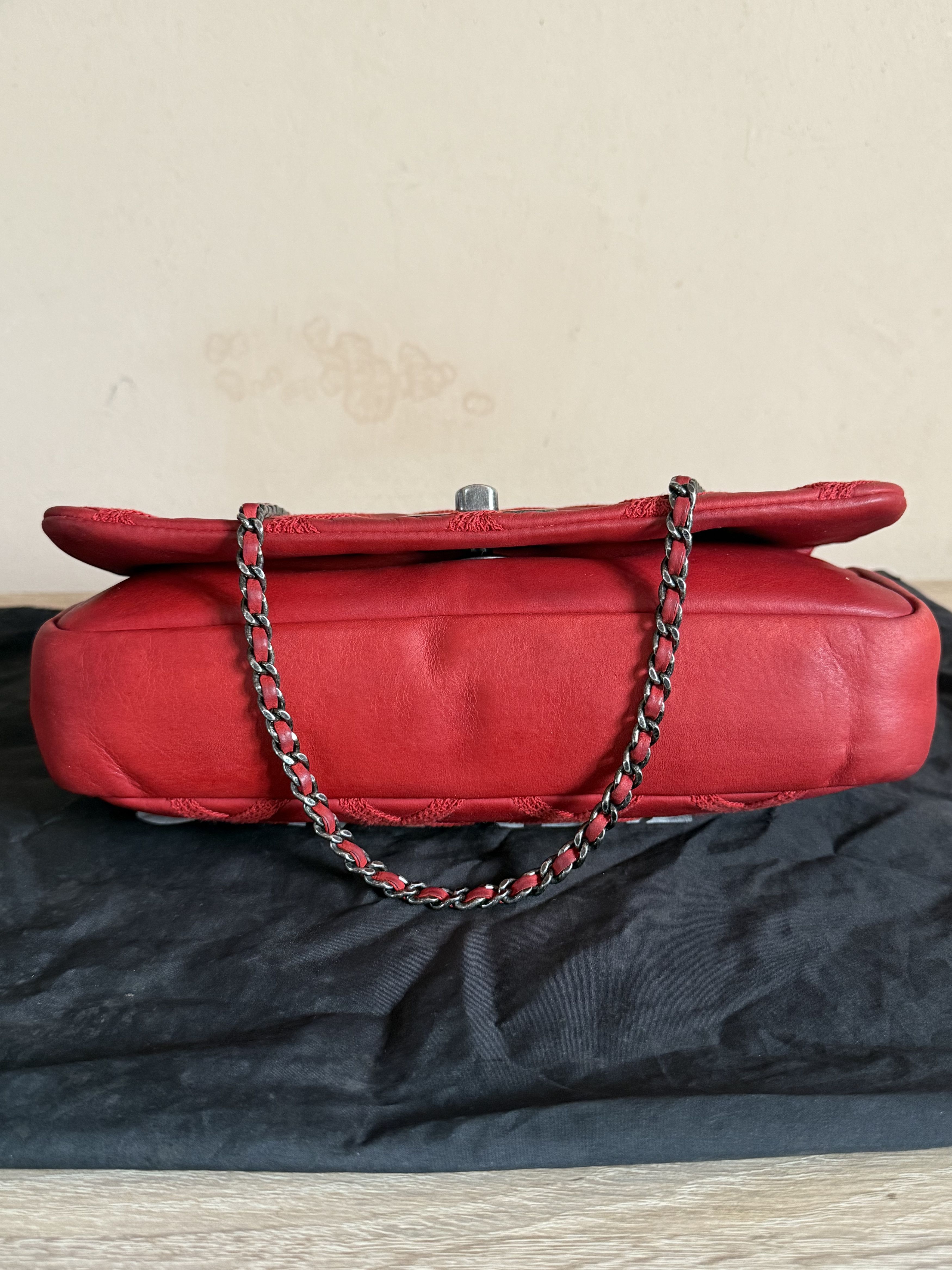 Chanel CHANEL Diamond Stitch Quilted Chain Flap Bag Red Calfskin Size ONE SIZE - 4 Thumbnail