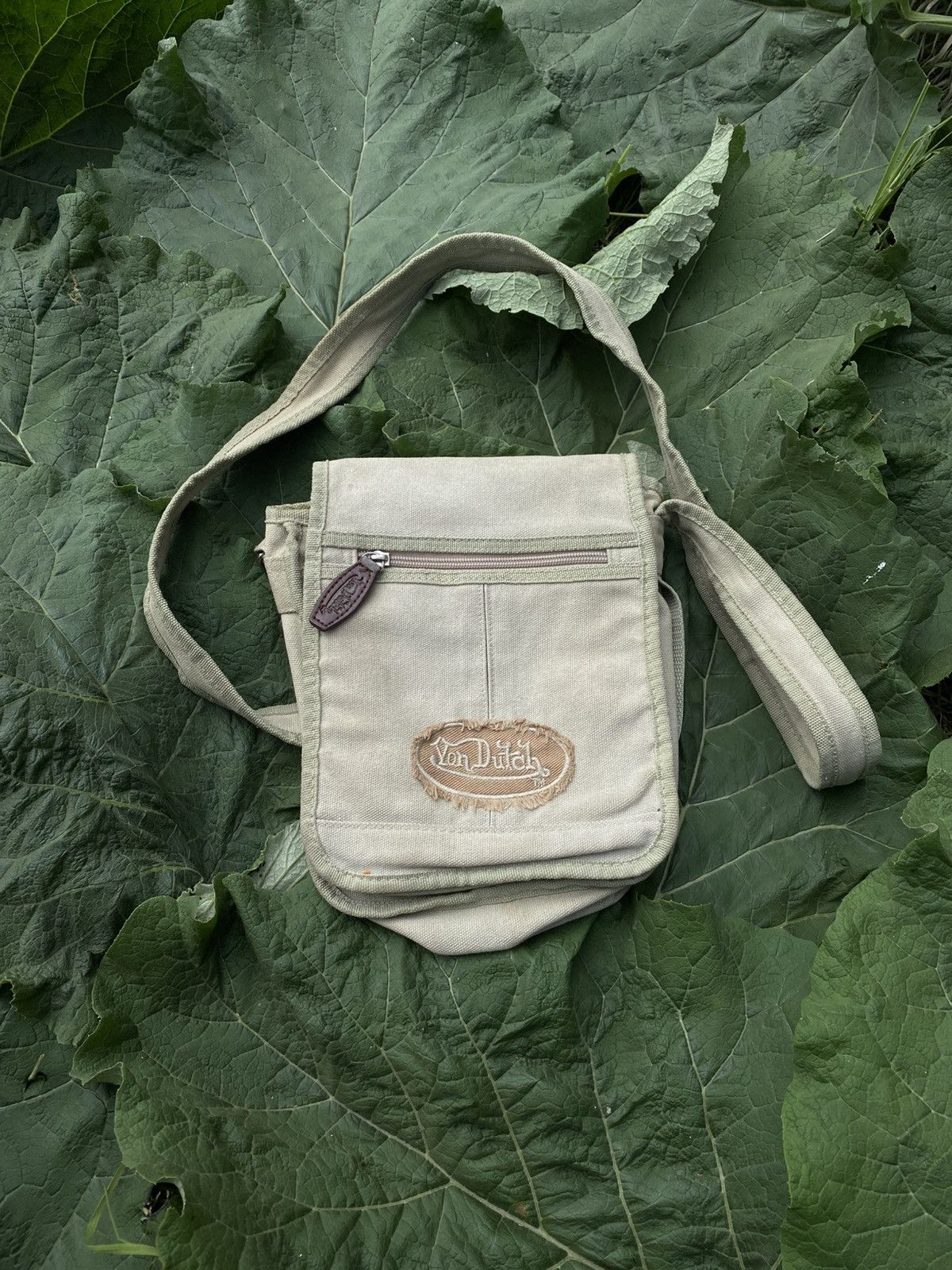 Y2K Vintage Messenger Bag in Beige, Men's