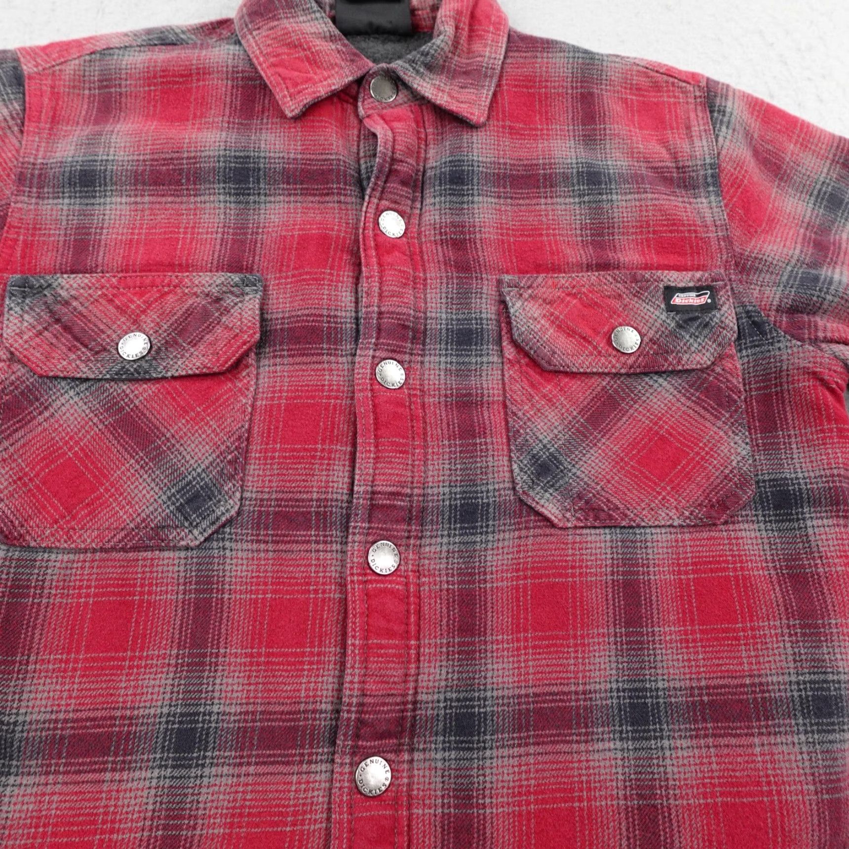 Dickies Dickies Jacket Mens Small Red Plaid Flannel Fleece Lined Snap Up Work Shacket Size US S / EU 44-46 / 1 - 3 Thumbnail
