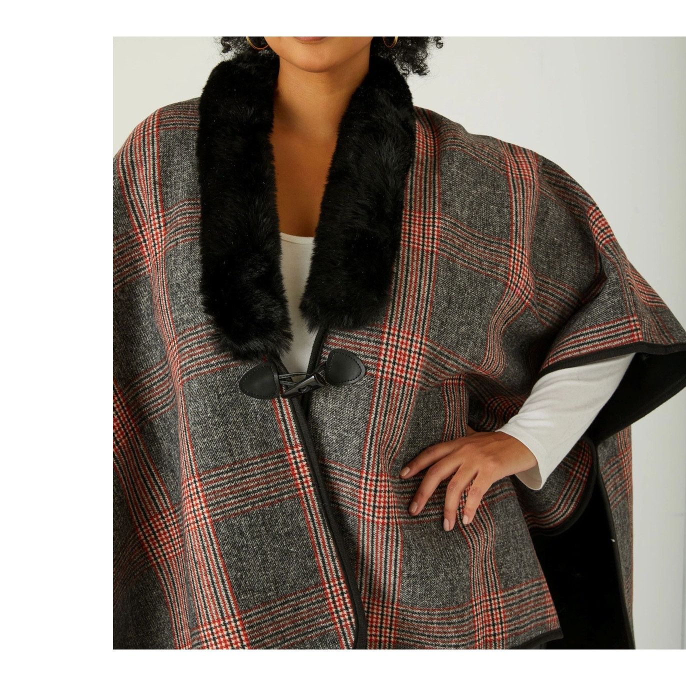 Jones New York JONES NEW YORK Women's Plaid Ruana Cape Shawl Poncho | NWT Size ONE SIZE - 3 Thumbnail