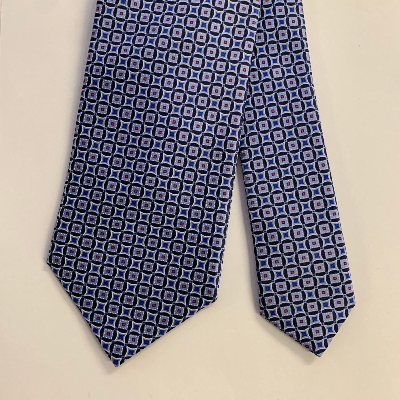 Brioni BRIONI Navy White Geometric Silk Tie Clip Size ONE SIZE - 1 Thumbnail