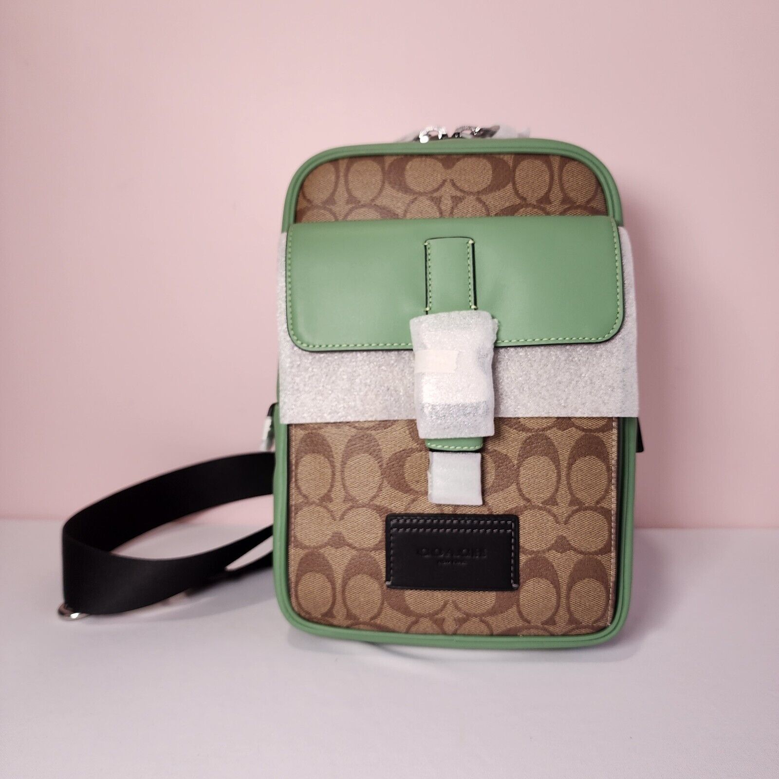Coach NWT Coach CR268 Track Pack Colorblock Signature Soft Green Size ONE SIZE - 1 Thumbnail