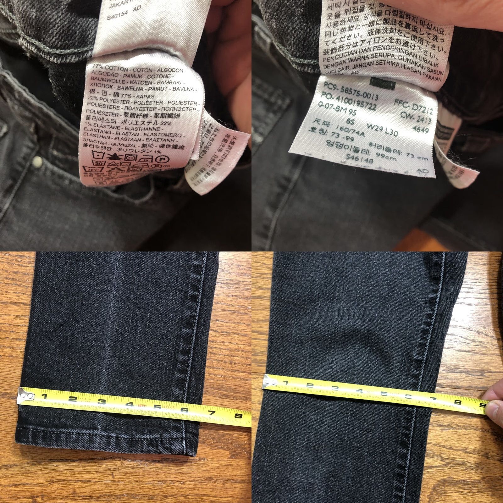 Levi's Levi's Classic Mid Rise Skinny Jeans Womens 8 Black Denim 28 Inseam 5-Pocket Belt Loops Distressed No Light Wash Slim Fit Vintage: No Size 30" / US 8 / IT 44 - 8 Thumbnail
