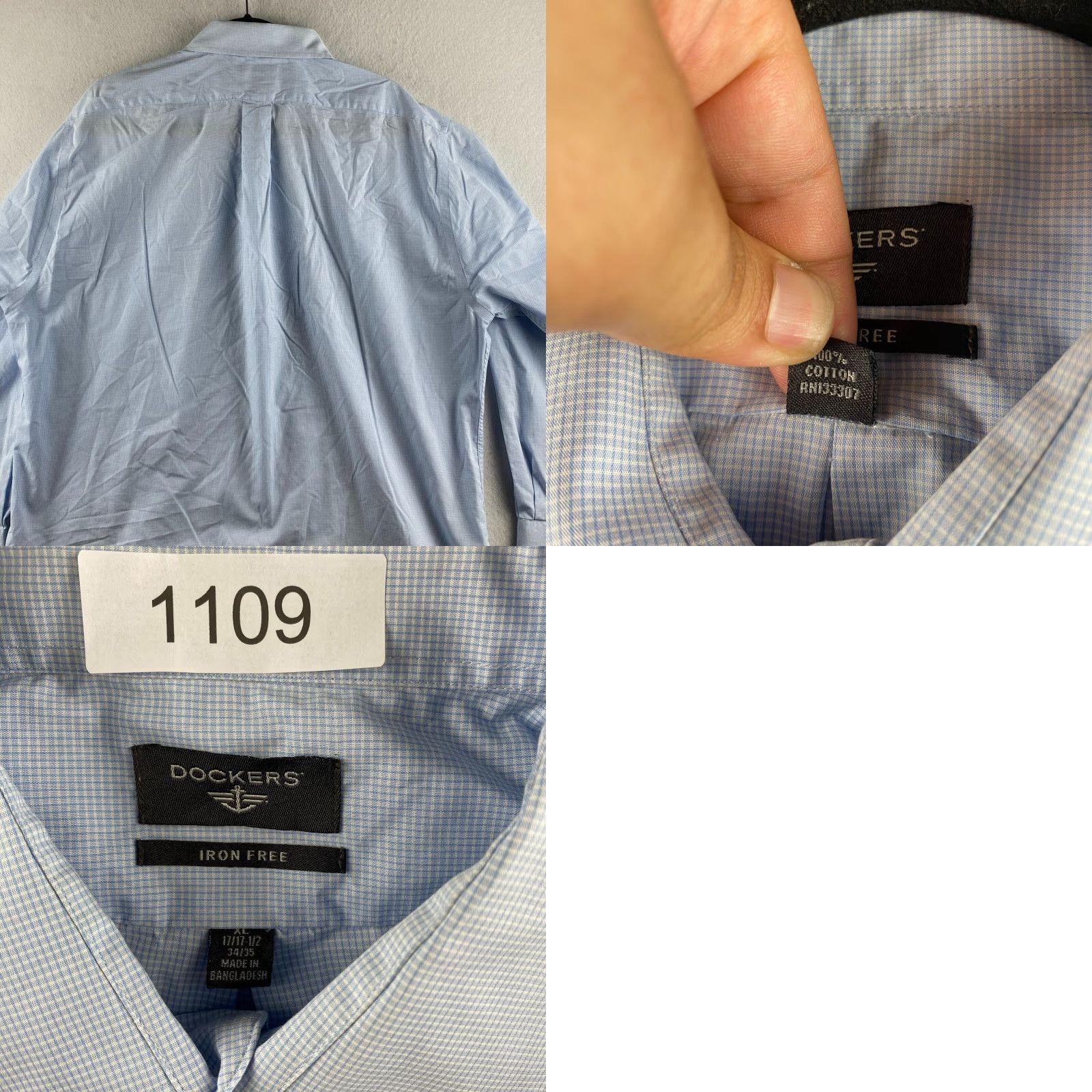 Dockers DOCKERS Button-Up Shirt Mens XL Blue Cotton Front Pocket Long Sleeve Knit Check-Pattern Size US XL / EU 56 / 4 - 8 Thumbnail