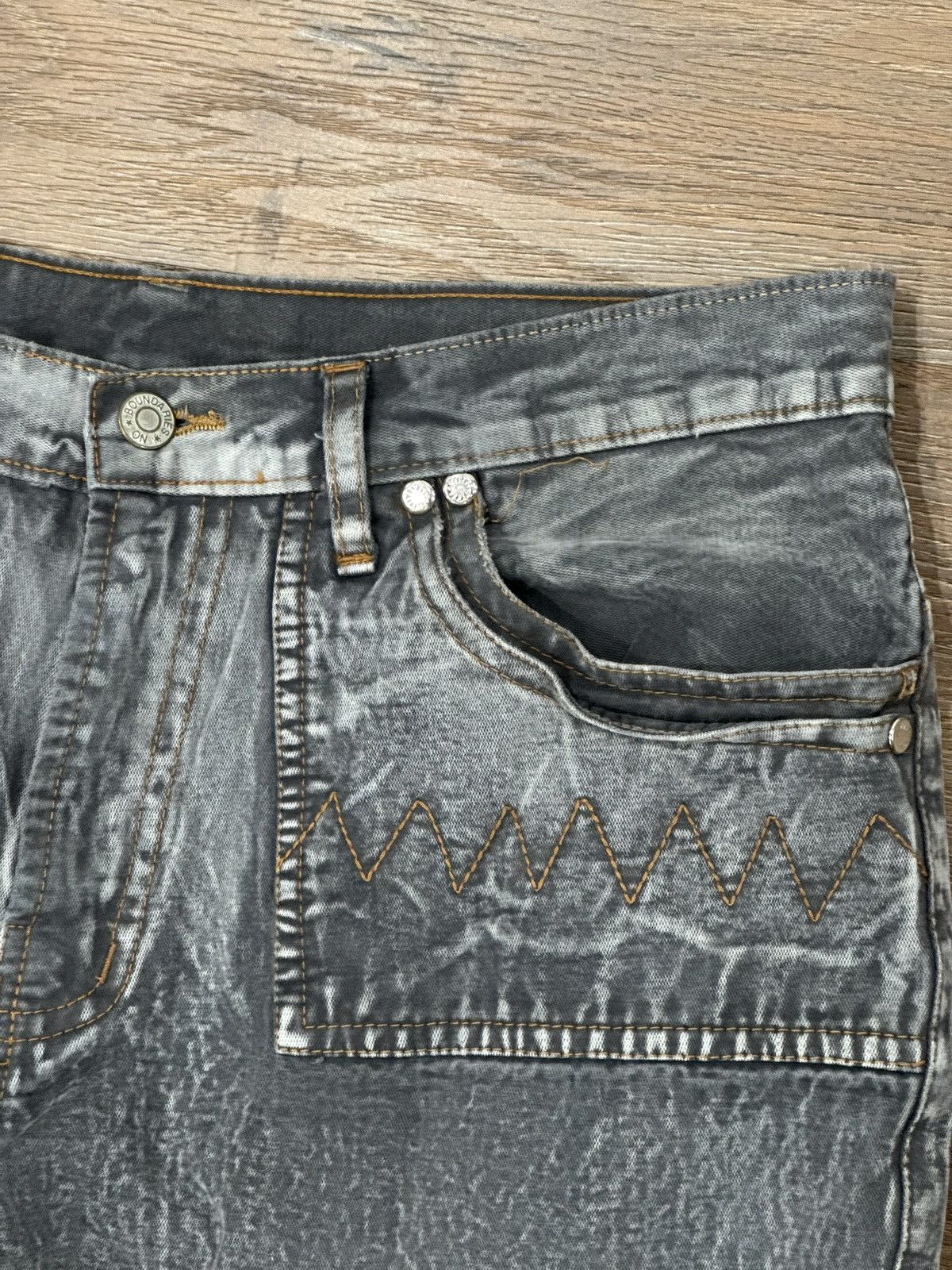 Japanese Brand Baggy Grey Reaper Textured Denim - Wide Leg Streetwear Jeans Size US 34 / EU 50 - 8 Thumbnail