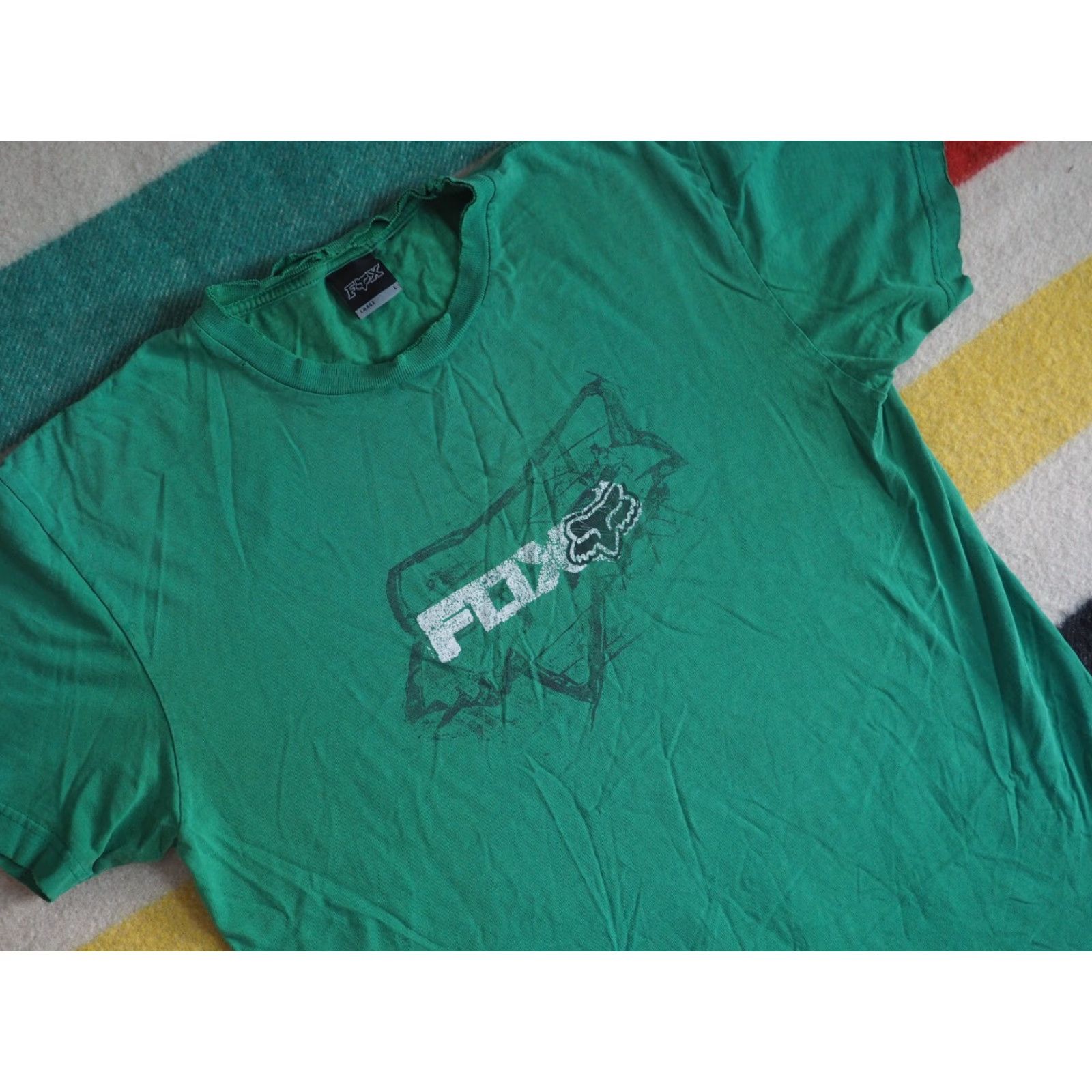 Fox Racing VTG Fox Racing Distressed Logo Green Tee T-Shirt L Unisex 2000s MX MTB Moto Graphic Tee Size US L / EU 52-54 / 3 - 2 Thumbnail