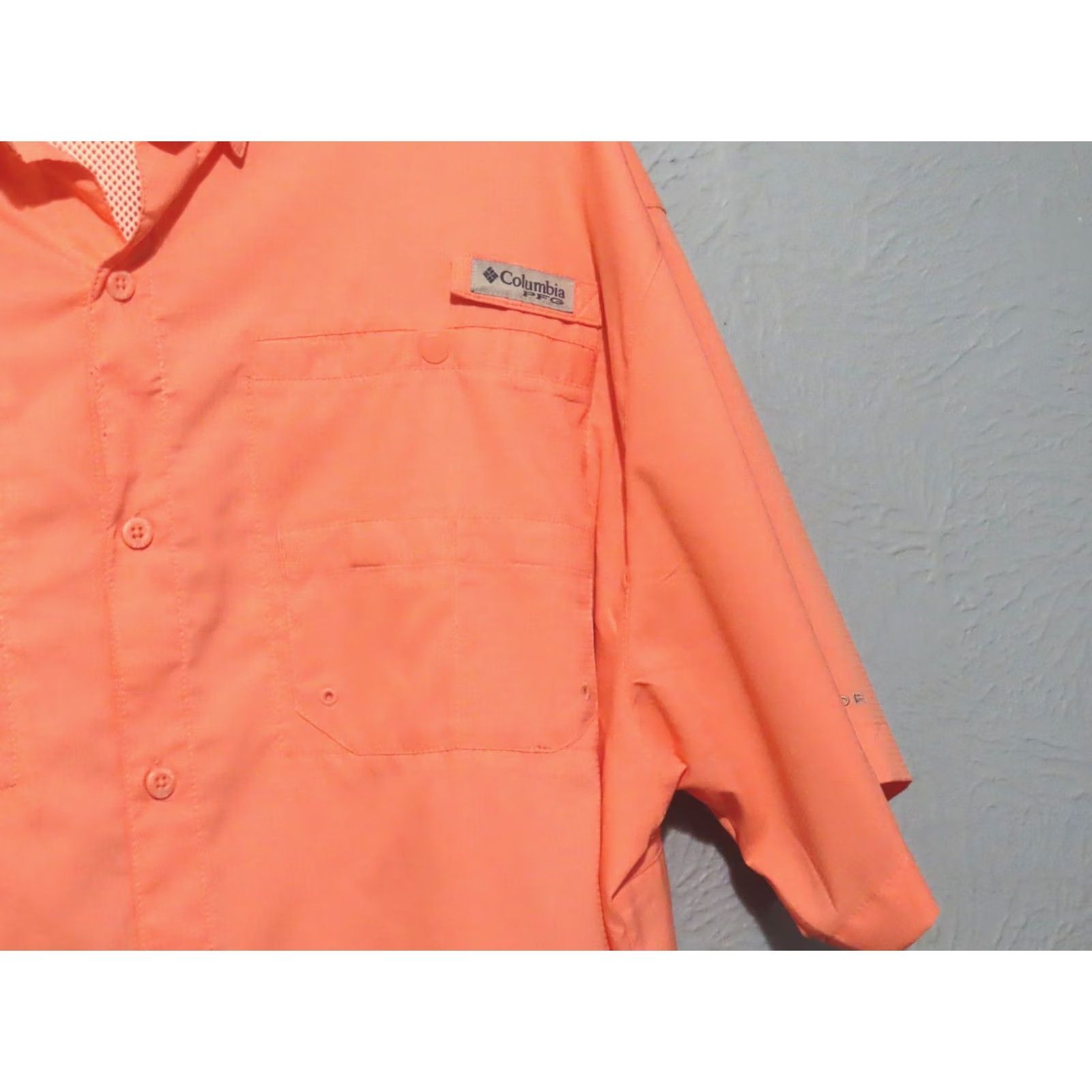 Vintage Columbia PFG Tamiami Men’s XL Short Sleeve Button-Up Vented Fishing Shirt Orange Pattern Pockets NWOT Size US XL / EU 56 / 4 - 5 Thumbnail