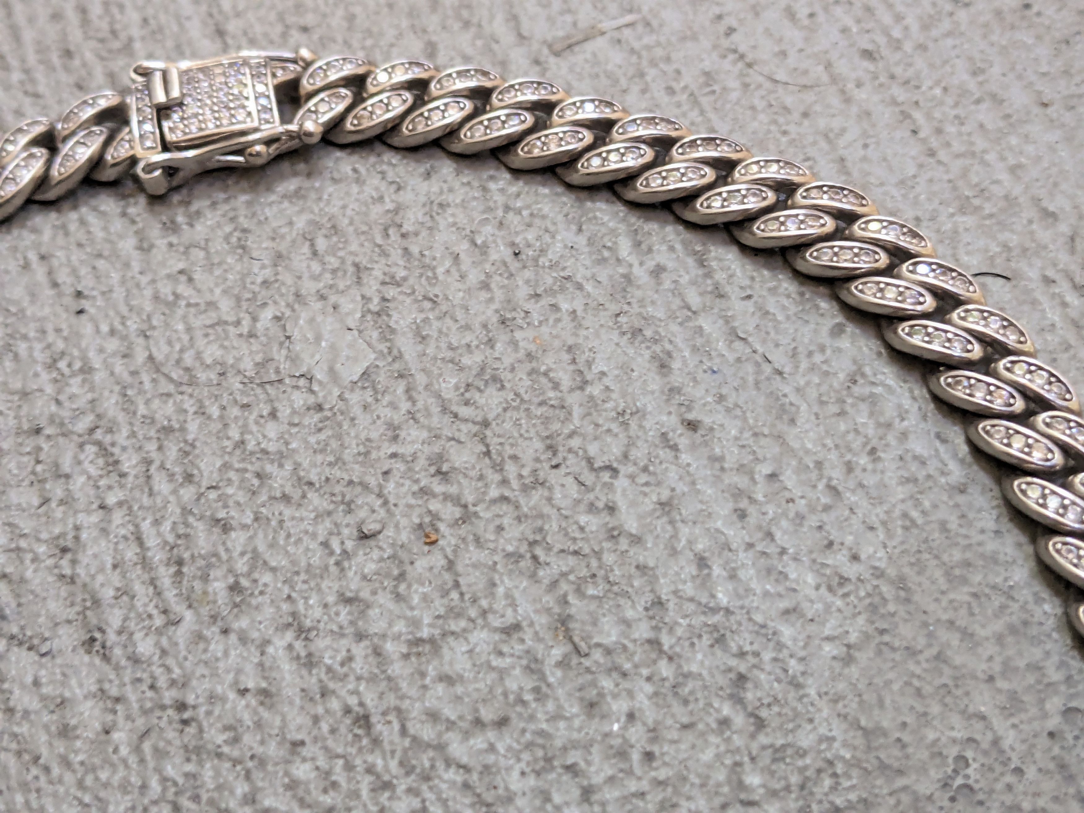 Jewelry Sterling Silver Cuban Choker Necklace CZ Miami 16" Bling Size ONE SIZE - 4 Thumbnail