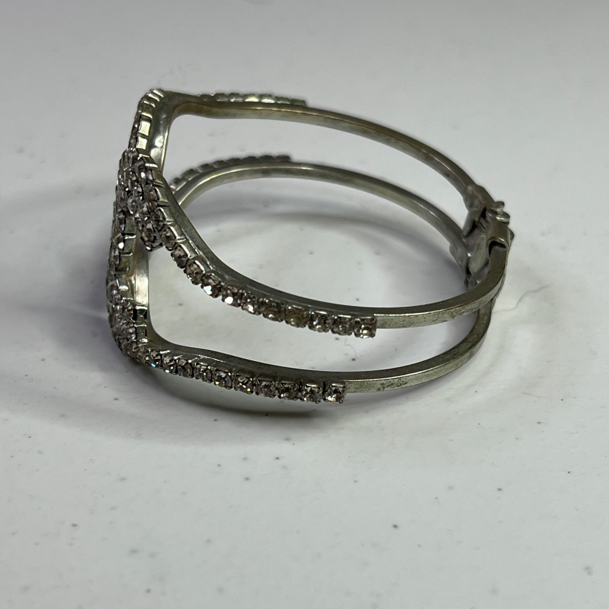 Other Silver-Tone Rhinestone Bangle Bracelet With Double C Design Size ONE SIZE - 8 Thumbnail