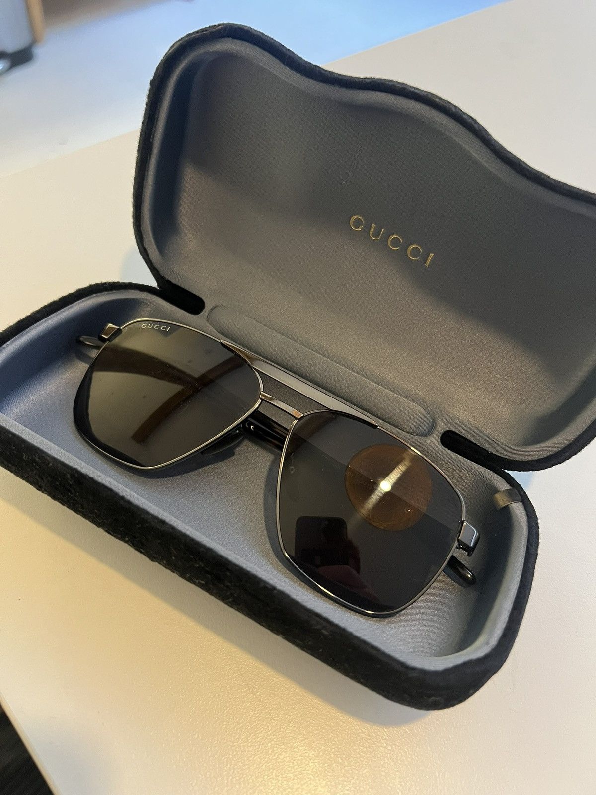 Gucci Gucci Men’s Sunglasses Black Lenses Brown Brim Size ONE SIZE - 3 Thumbnail