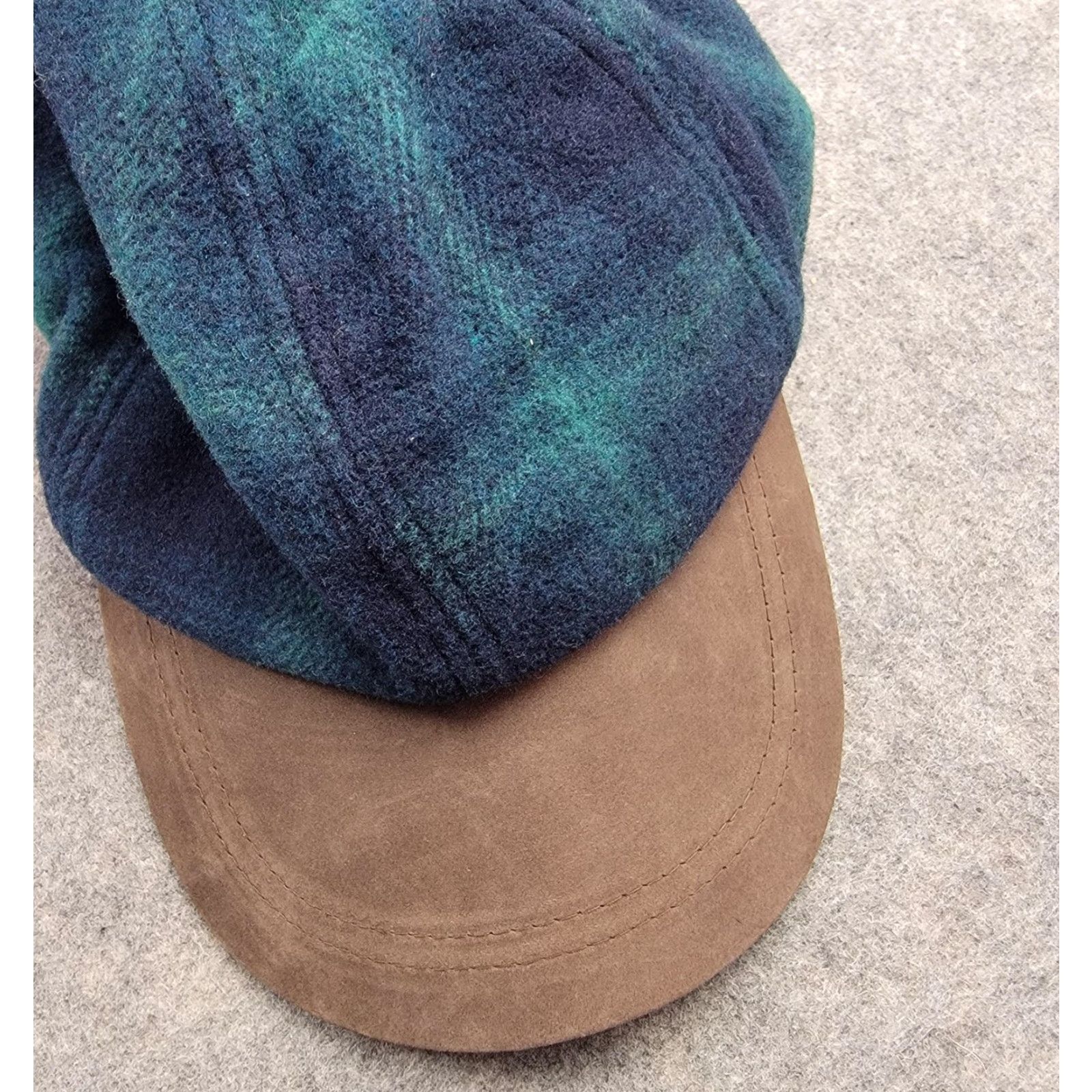 Vintage VINTAGE Structure Hat Cap Strap Back Large XL Wool Plaid Leather 90s Mens Blue Green Tweed Baseball Cap Adjustable Lined Men Size ONE SIZE - 8 Thumbnail