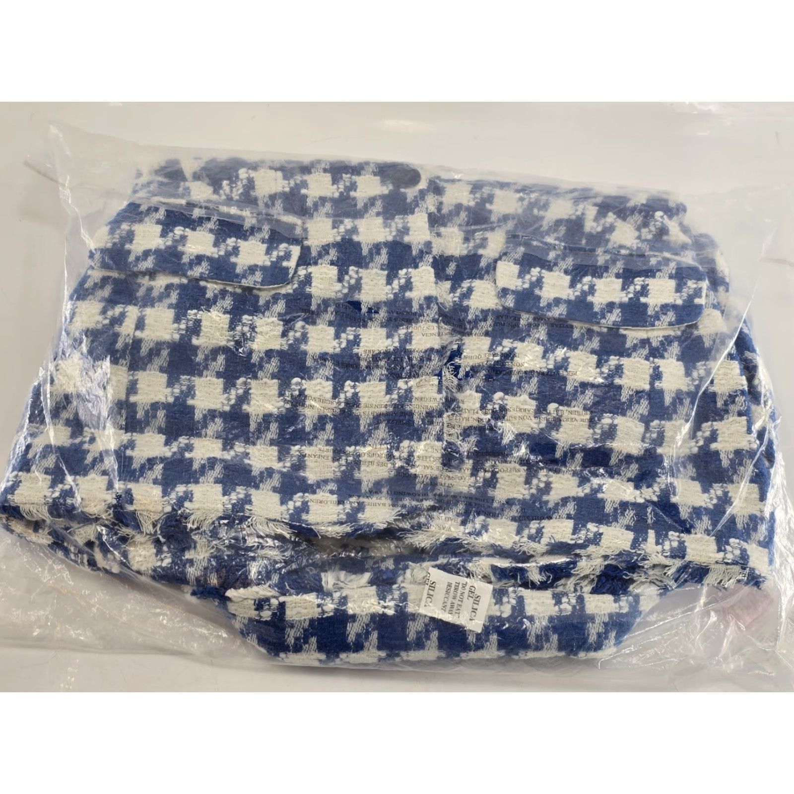 Steve Madden Steve Madden Harlow Blazer Blue White Houndstooth Tweed Blazer Women's NWT Size M Size M / US 6-8 / IT 42-44 - 7 Thumbnail