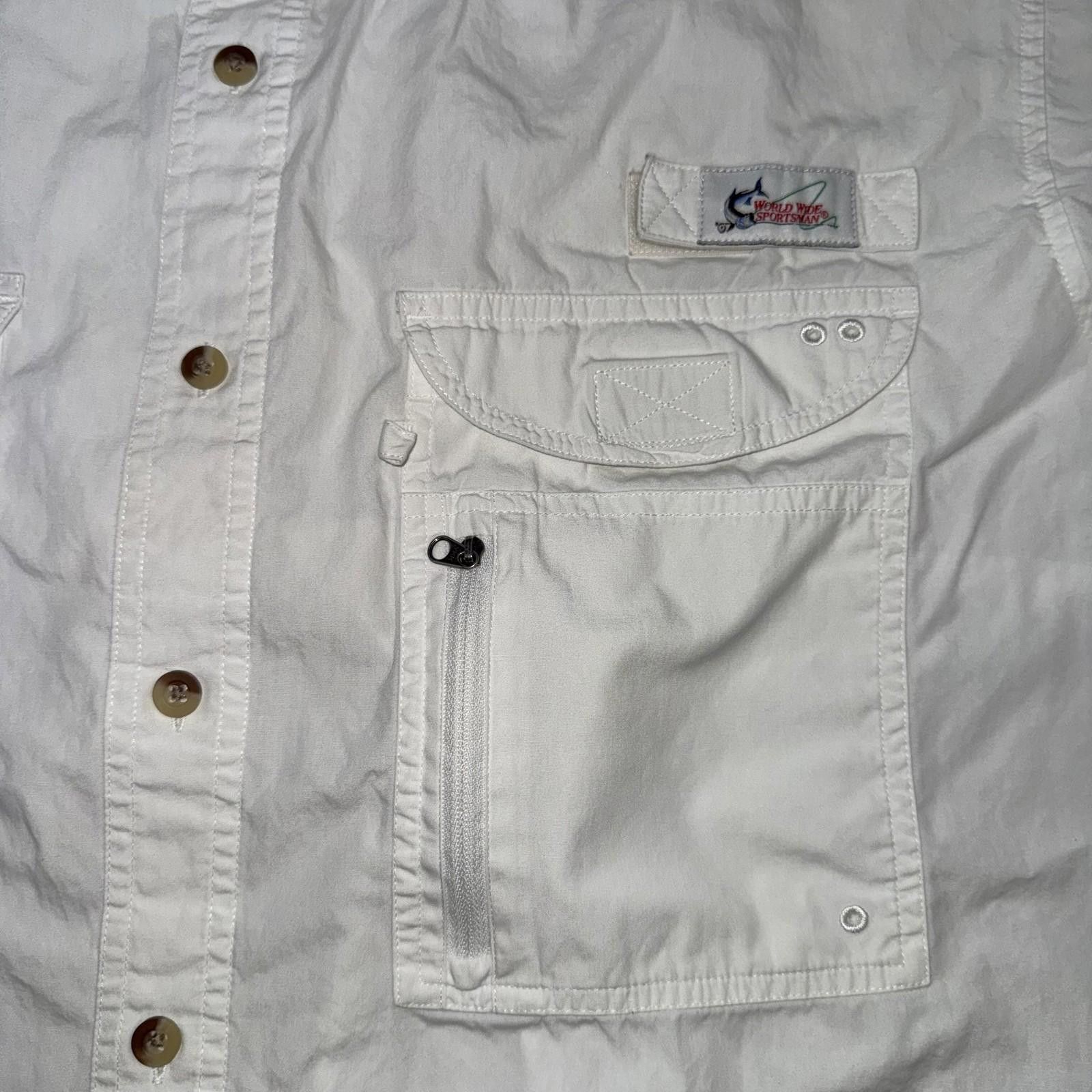Designer Vtg World Wide Sportsman Shirt Mens XL White Fishing Outdoor Size US XL / EU 56 / 4 - 5 Thumbnail
