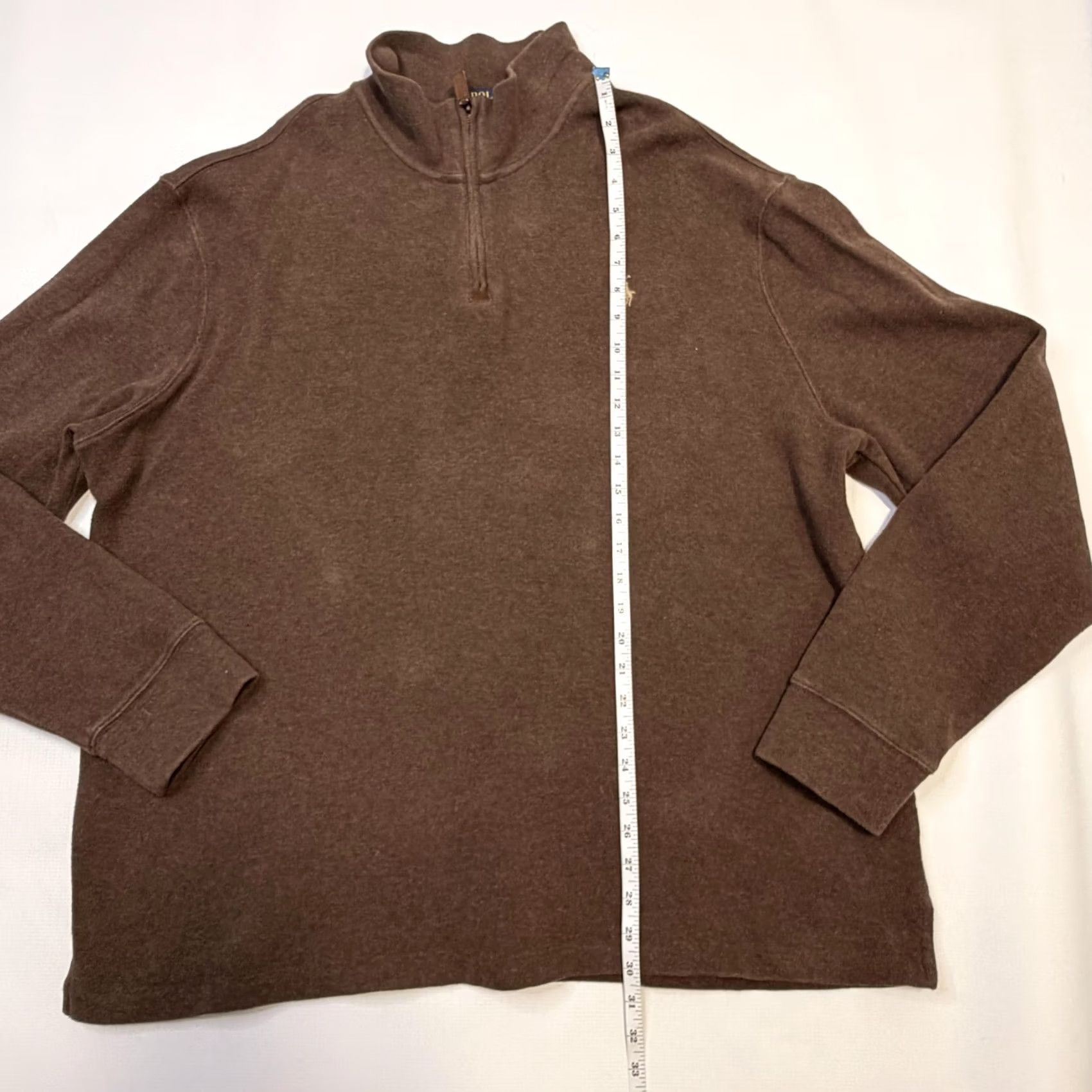 Polo Ralph Lauren Polo Ralph Lauren Sweater Mens 2XL Brown 1/4 Zip Mock Neck Cotton Knit Pullover Size US XXL / EU 58 / 5 - 3 Thumbnail