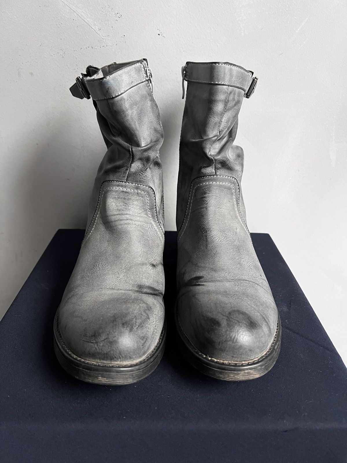 A.S.98 Grey Distressed Leather Boots engineered guidi style moto Size US 7.5 / EU 40-41 - 4 Thumbnail