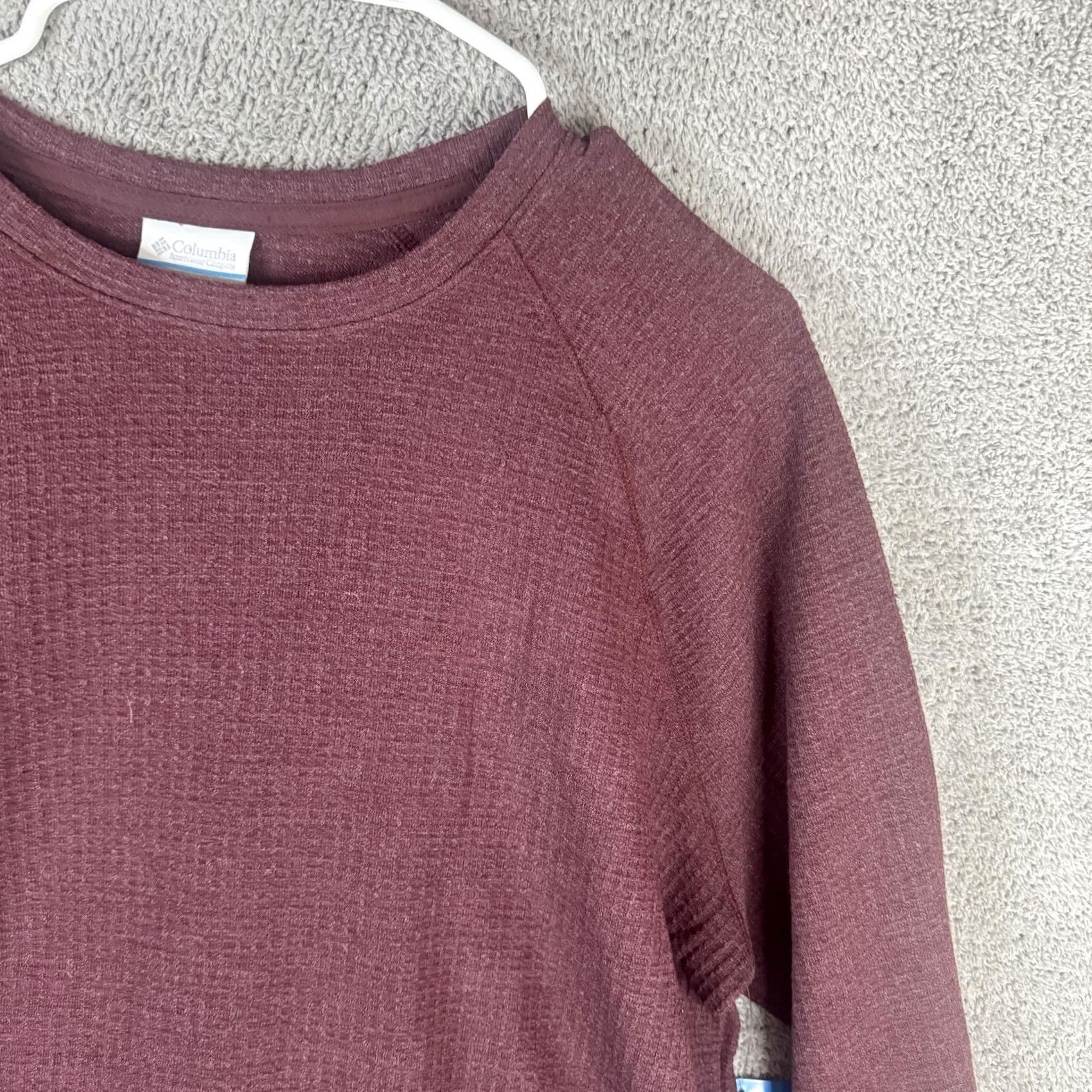 Vintage Columbia Womens 2XL Burgundy Red Waffle Knit Long Sleeve Crewneck Tee Shirt Size XXL / US 16-18 / IT 52-54 - 4 Thumbnail