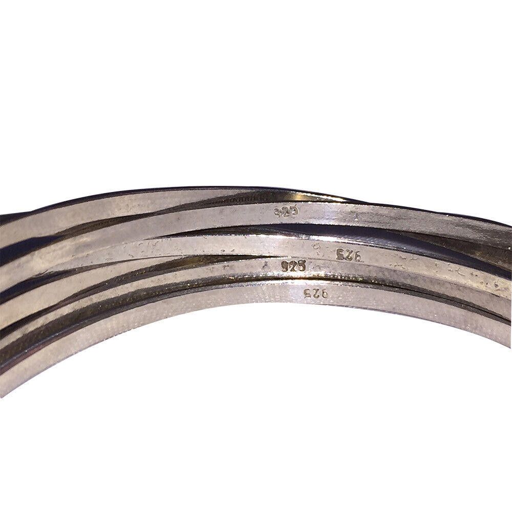 Designer Diamond Cut Etched Sterling Silver Bangle Set 8 PCS Size ONE SIZE - 5 Thumbnail