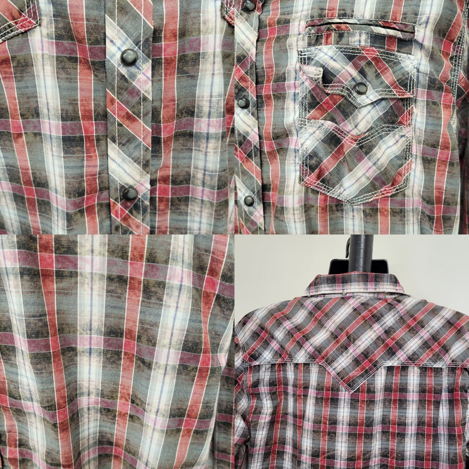 BKE BKE Vintage Shirt Mens XL Slim Fit Red Black Plaid Pearl Snap Buckle Western Shirt Mens XL Red Black Plaid Pearl Snap Buckle Western Size US XL / EU 56 / 4 - 8 Thumbnail