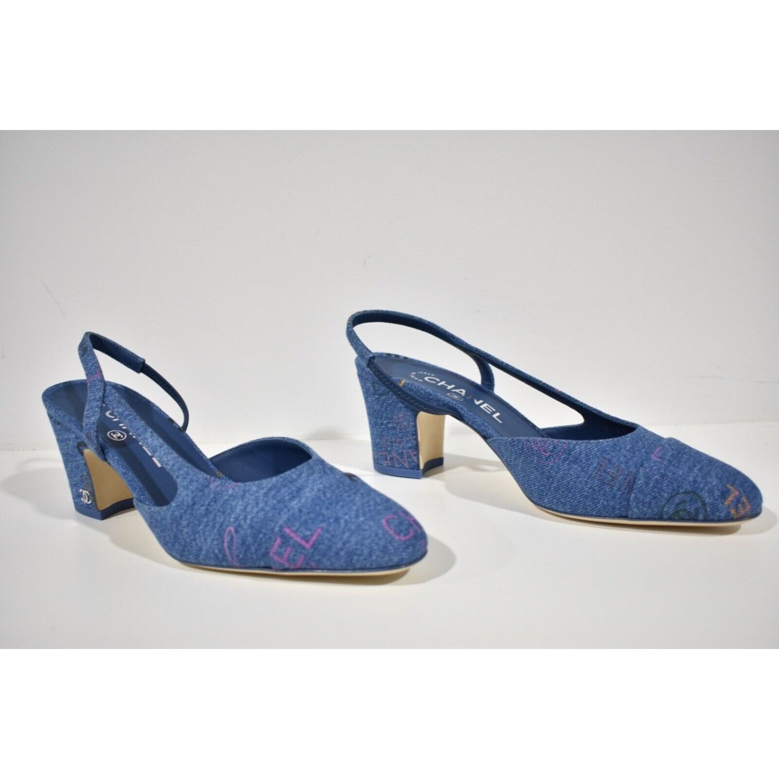 Chanel 22P Mademoiselle Coco Sling Denim Slingback Sandal Heel 41 Size US 11 / IT 41 - 2 Thumbnail