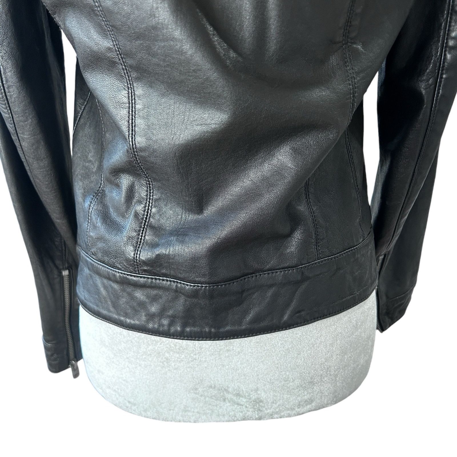Lucky Brand Lucky Brand Womens XS Lamb Leather Jacket Black Moto Biker Size XS / US 0-2 / IT 36-38 - 7 Thumbnail