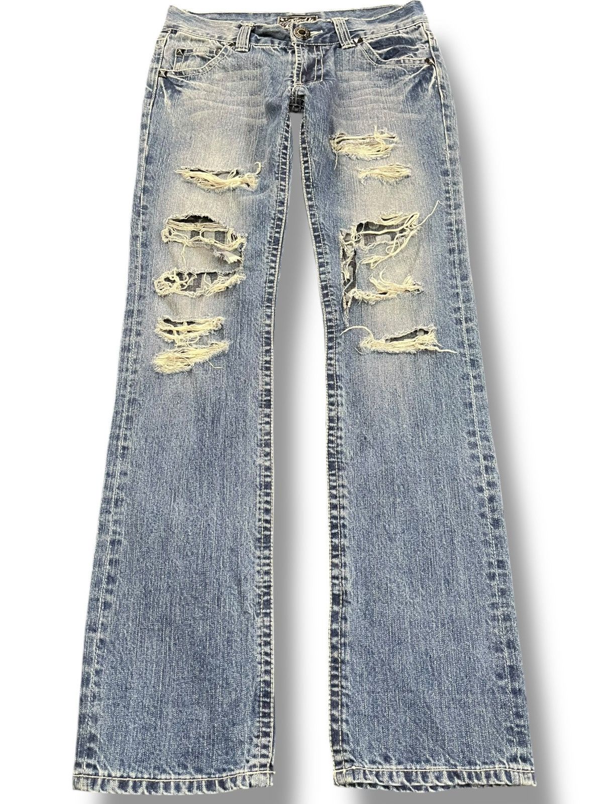 Beauty Beast × Le Grande Bleu (L.G.B.) Vintage Speed Flash Faded Distressed Denim Size US 31 - 1 Thumbnail
