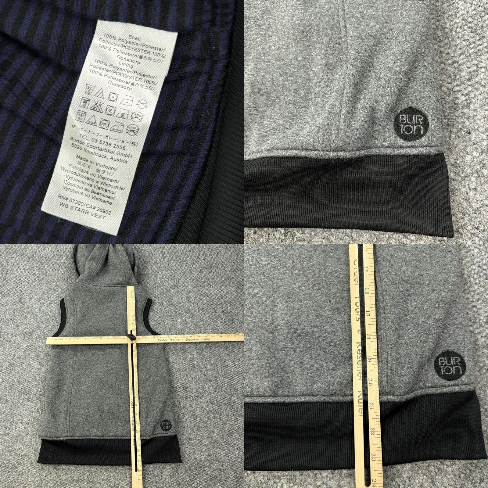 Burton VINTAGE Burton Vest Womens Small Gray Hooded DRYRIDE Zip Pockets WB Starr Snowboard Size S / US 4 / IT 40 - 8 Thumbnail