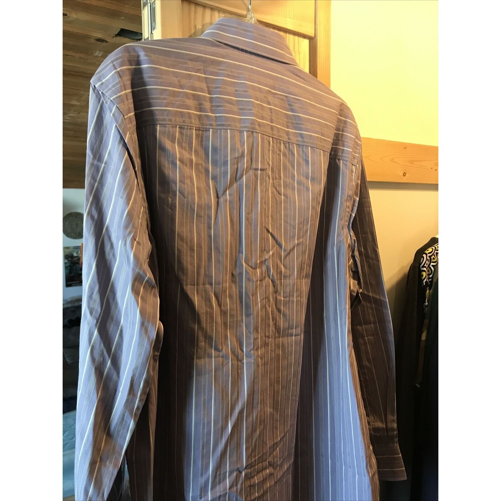 Perry Ellis Perry Ellis Men’s M Purple Striped Button Down Cotton Shirt Size US M / EU 48-50 / 2 - 12 Thumbnail