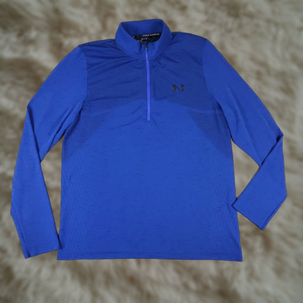 Under Armour Under Armour Shirt Mens Large Blue HeatGear Fitted Athletic Quarter Zip Pullover Size US L / EU 52-54 / 3 - 1 Thumbnail