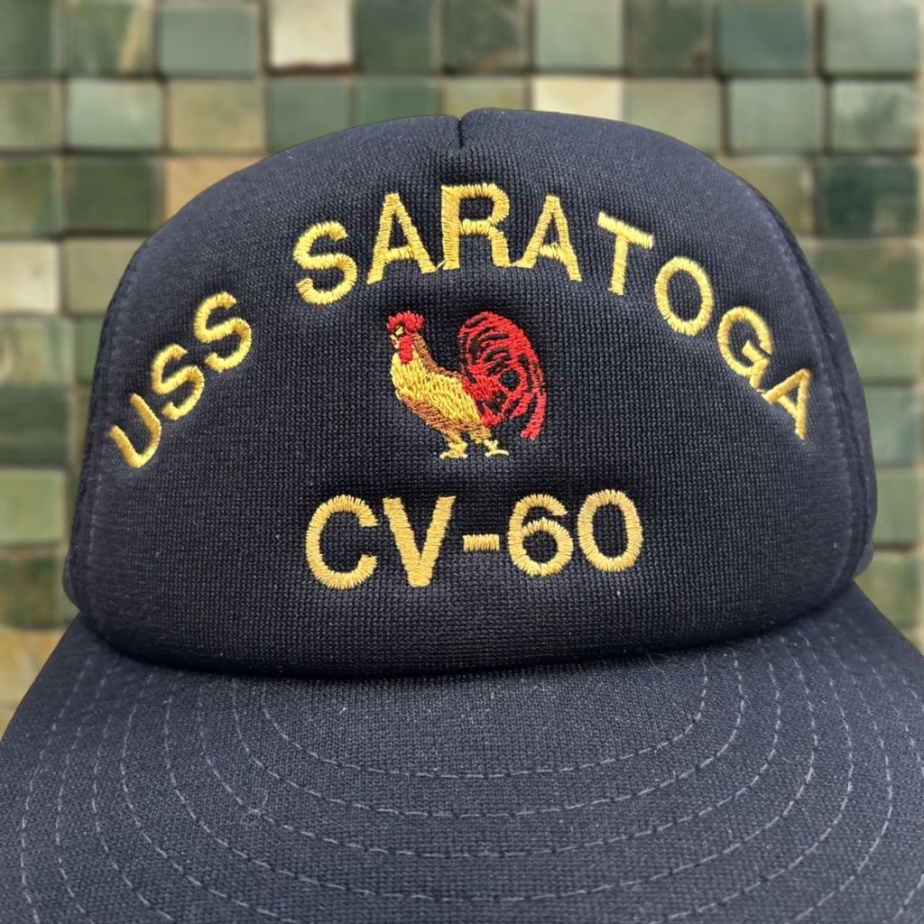 Vintage VINTAGE USS Saratoga CV 60 Hat Cap Strap Back Adjustable Made In USA Men’s Navy Cap Size ONE SIZE - 1 Thumbnail