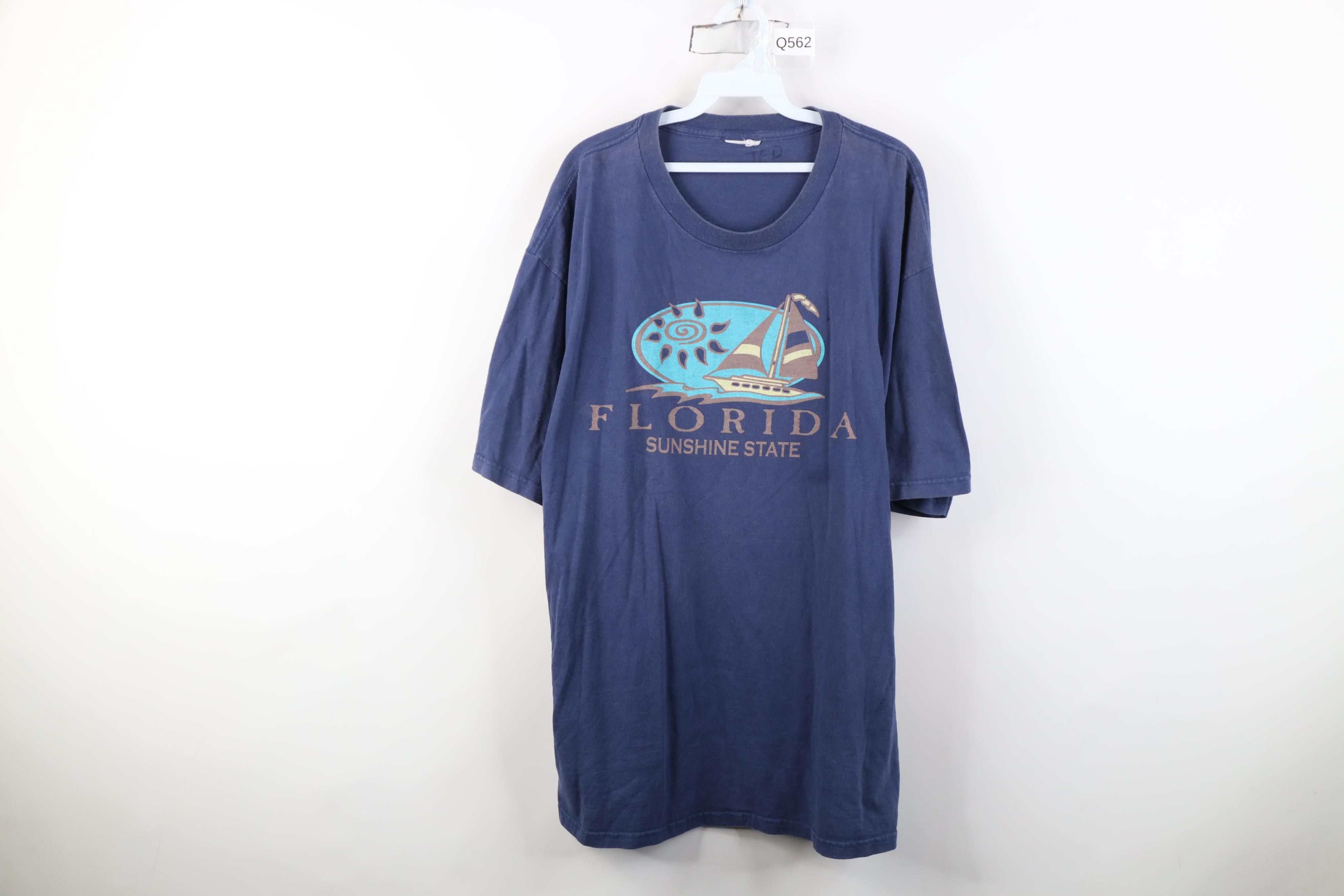 Vintage Vintage 90s Streetwear Florida Sunshine State T-Shirt Blue Size US XXL / EU 58 / 5 - 1 Thumbnail
