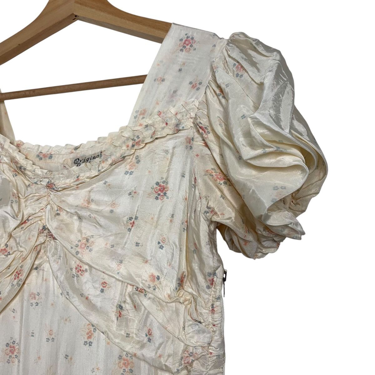 Other Vintage 30s Baby Pink Creme Tiered Puff Sleeve Maxi Dress Size S / US 4 / IT 40 - 3 Thumbnail
