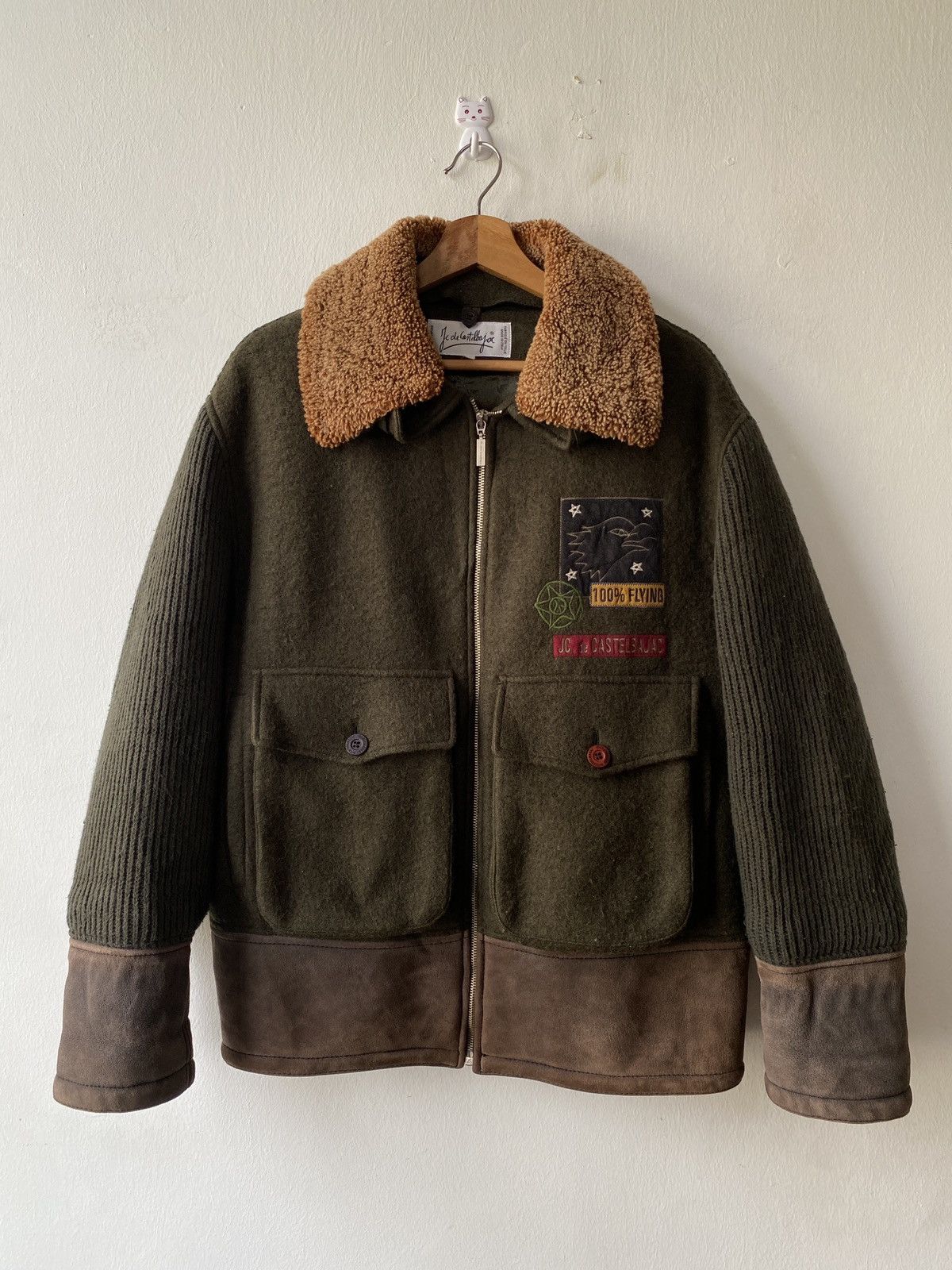 Jean Charles De Castelbajac × Vintage 1980s - Jean De Castelbajac Wool/Knit Flying Fur Jacket Size US L / EU 52-54 / 3 - 6 Thumbnail