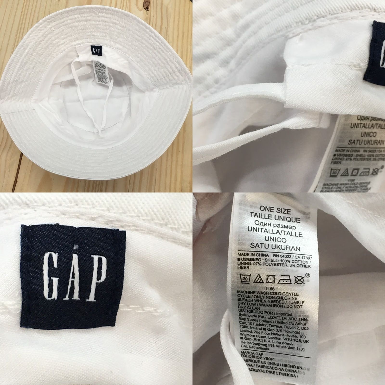 Gap GAP Pride Bucket Hat Womens One Size Optic White Cotton Rainbow Print Logo Cap Size ONE SIZE - 8 Thumbnail