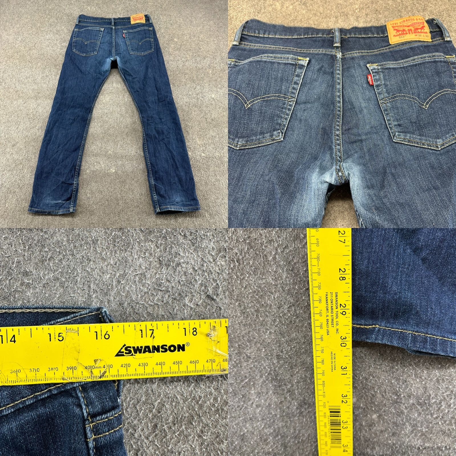 Levi's Levi's 513 Jeans Mens 32x30 Blue Slim Straight Denim Dark Wash Stretch 5-Pocket Zipper Logo Modern Regular Age 32in Inseam 30in Mens Size US 32 / EU 48 - 9 Thumbnail