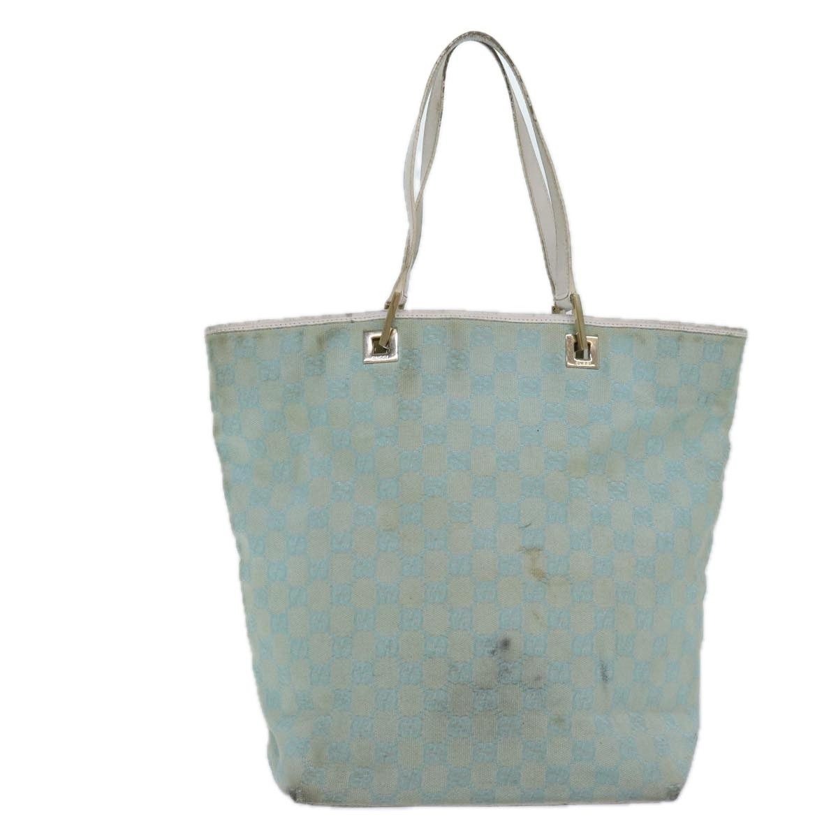 Gucci GUCCI GG Canvas Tote Bag Light Blue White Gold 002 002 Size ONE SIZE - 2 Thumbnail
