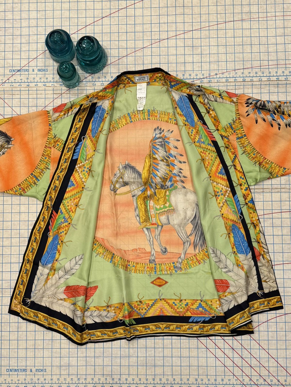 Versace Vintage Gianni Versace Native American Silk Button Up Shirt Size US L / EU 52-54 / 3 - 11 Thumbnail