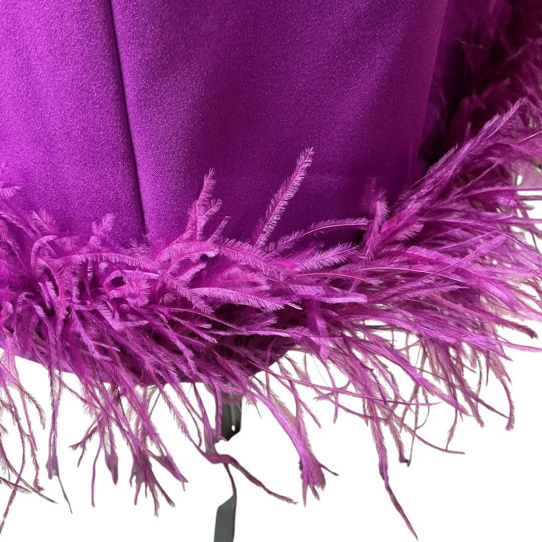 Mac Duggal Mac Duggal Feathered Hem High Neck A Line Dress Size 4 NWT Size S / US 4 / IT 40 - 4 Thumbnail