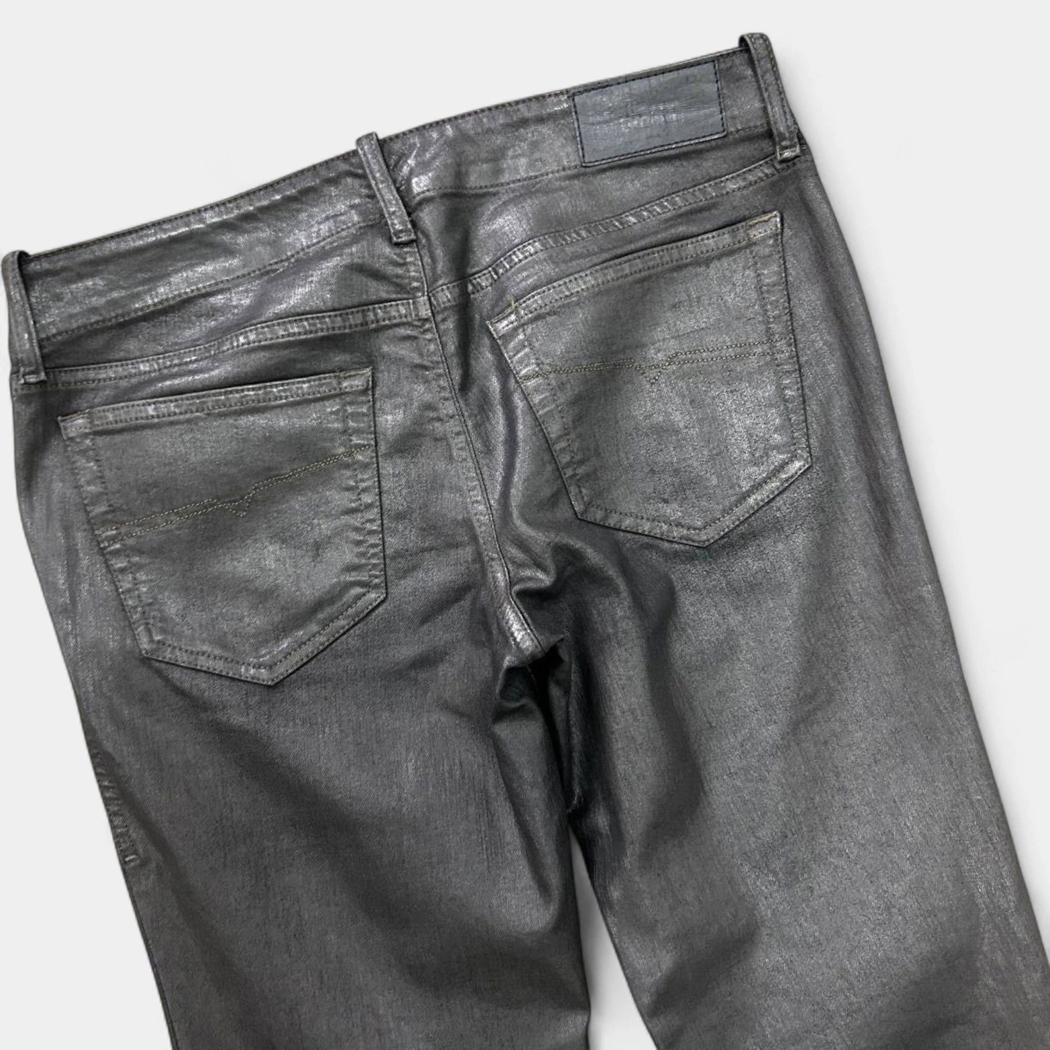 Diesel Diesel 2000's Metallic Gray Skinny Waxed Denim Pants Size US 30 / EU 46 - 6 Thumbnail
