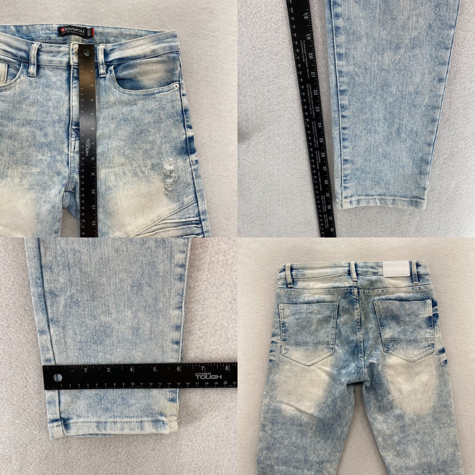 Southpole Southpole Skinny Moto Jeans Mens 30x30 Blue Acid Wash Stretch Denim Hip Hop Stretc? Size US 30 / EU 46 - 8 Thumbnail