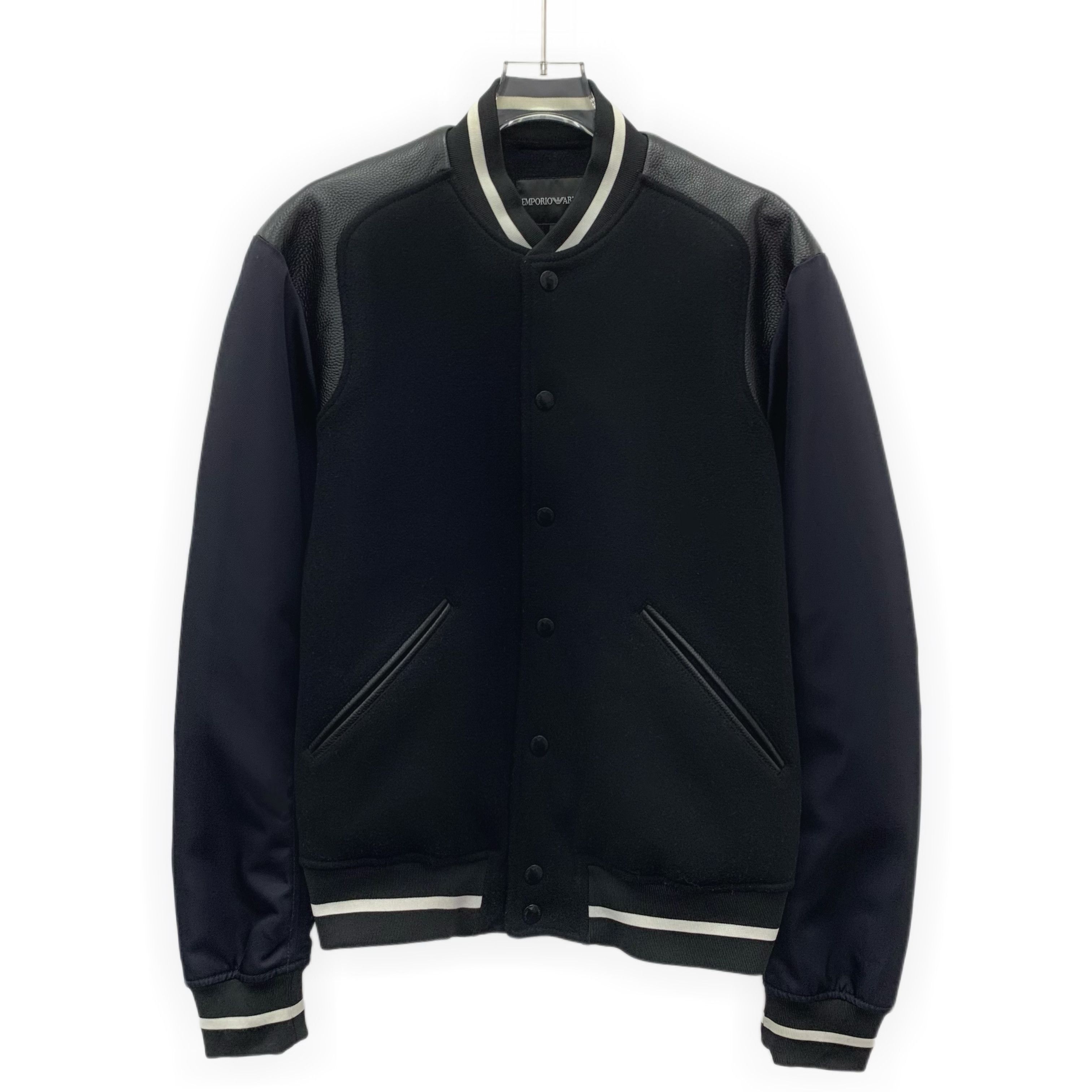 Armani Armani Leather & Wool Baseball Jacket Black (M) Size US M / EU 48-50 / 2 - 1 Thumbnail