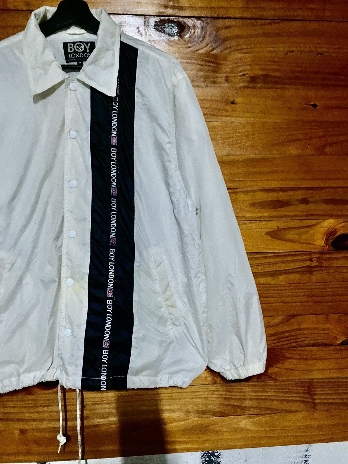 Boy London Boy London White Nylon Coach Jacket Black Stripe Accent Size US M / EU 48-50 / 2 - 6 Thumbnail