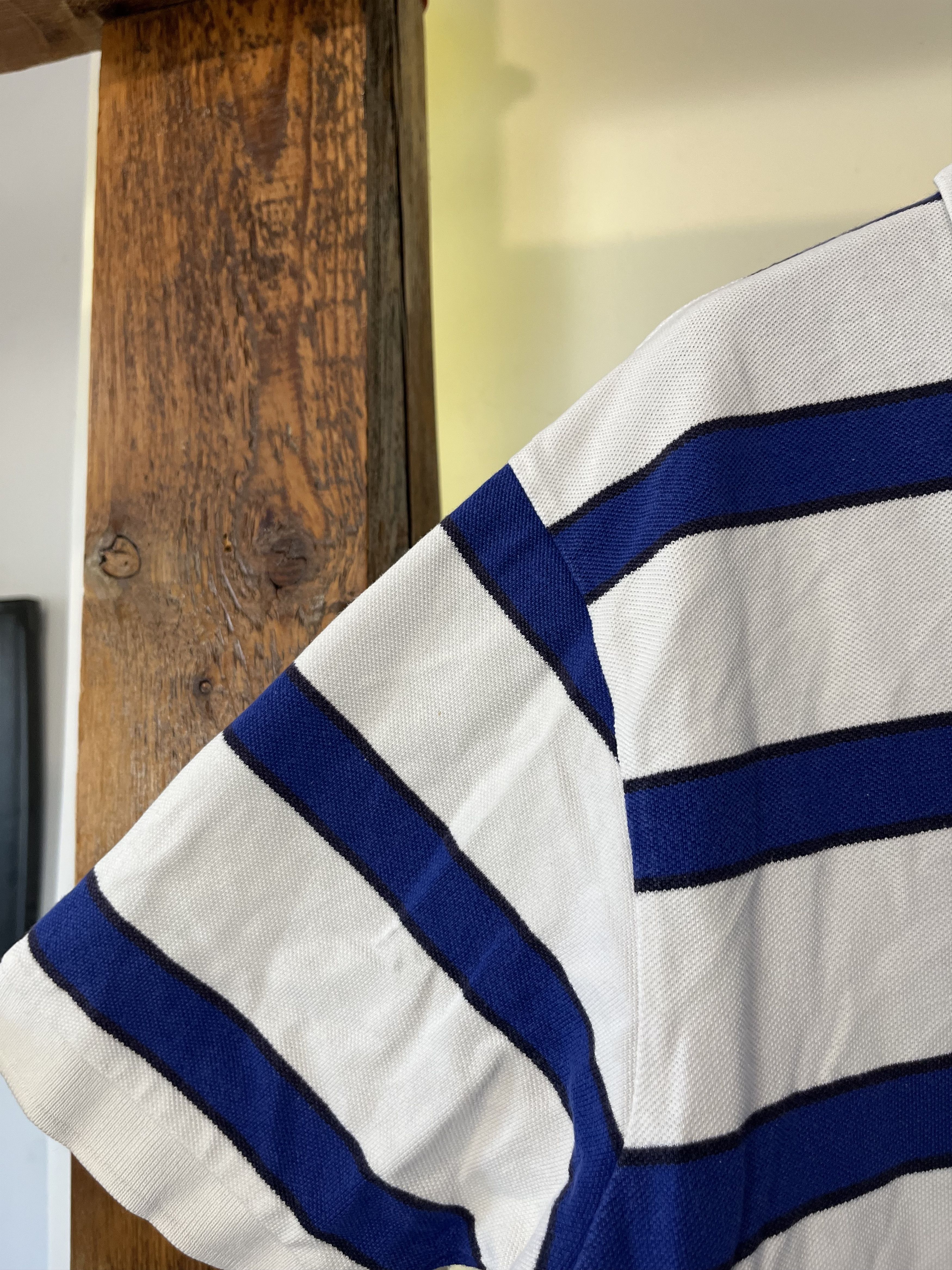 Polo Ralph Lauren × Vintage Vintage 90s Polo Ralph Lauren Blue Striped Oversized Polo Size US L / EU 52-54 / 3 - 5 Thumbnail