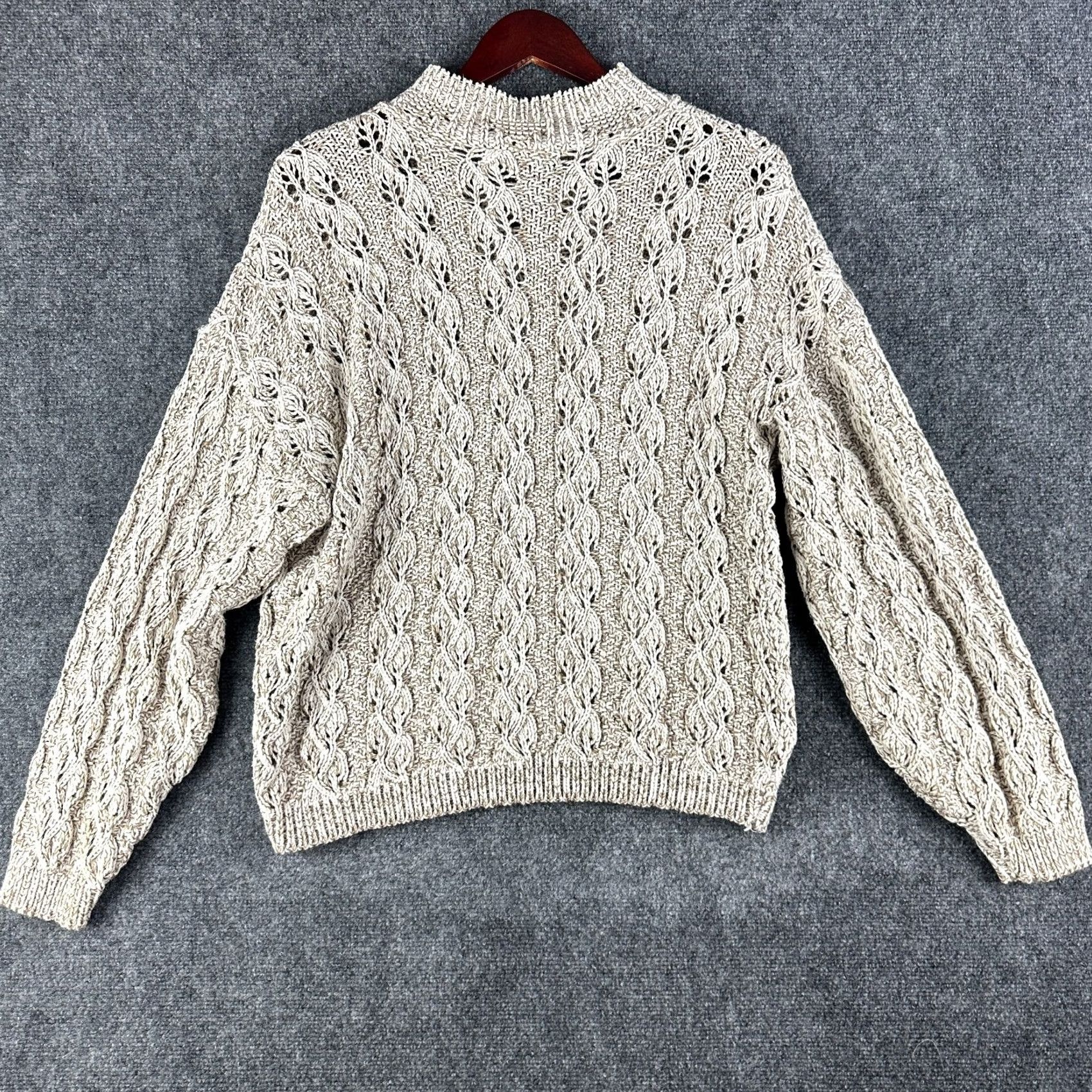 Vintage David Brett Sweater Womens Large Beige Loose Knit Ribbed Hem Pullover Size L / US 10 / IT 46 - 6 Thumbnail