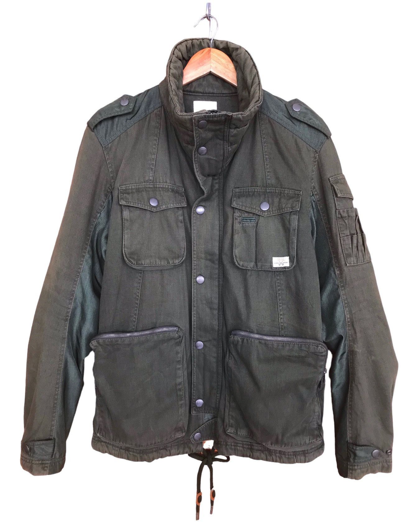 image of Diesel Paisley OG Military Tactical Jacket Y2K Streetwear in Olive Green, Men's (Size Large)