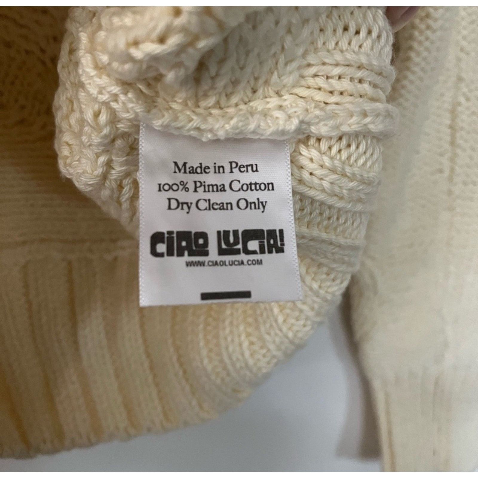 Ciao Lucia Ciao Lucia Cream Cableknit Henley Collar Sweater Cotton XS Size XS / US 0-2 / IT 36-38 - 4 Thumbnail