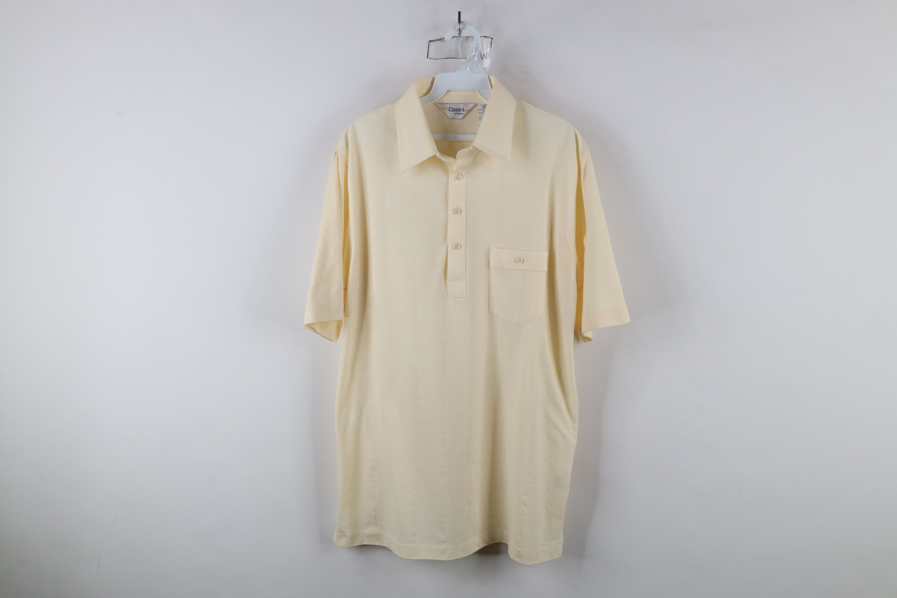 Vintage Vintage 70s Streetwear Knit Collared Polo Shirt Cream Size US L / EU 52-54 / 3 - 1 Thumbnail