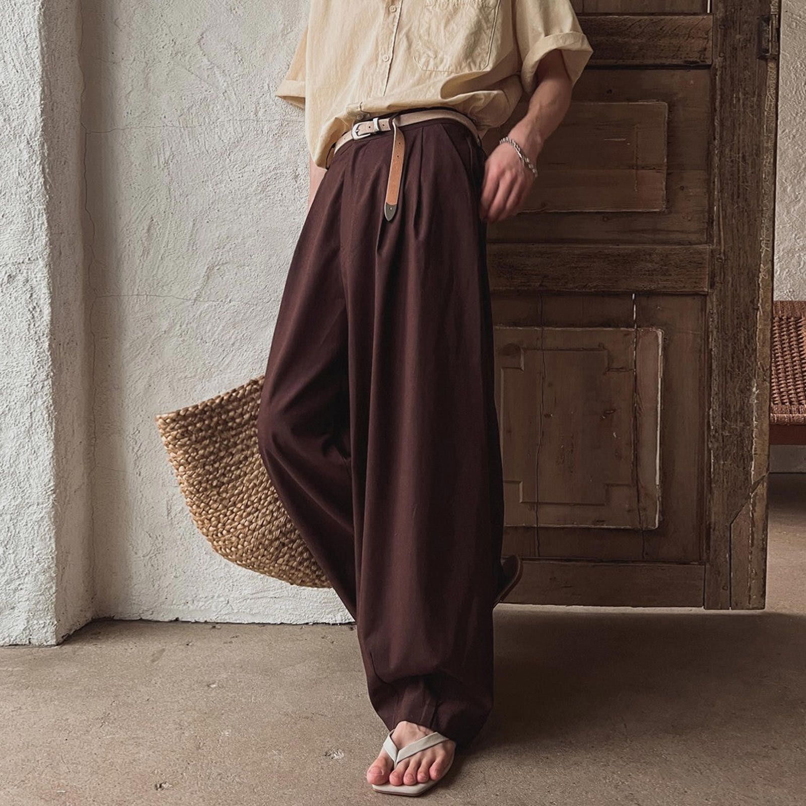 Vintage Brown Loose Wide Leg Pants / Trousers Size US 30 / EU 46 - 1 Thumbnail